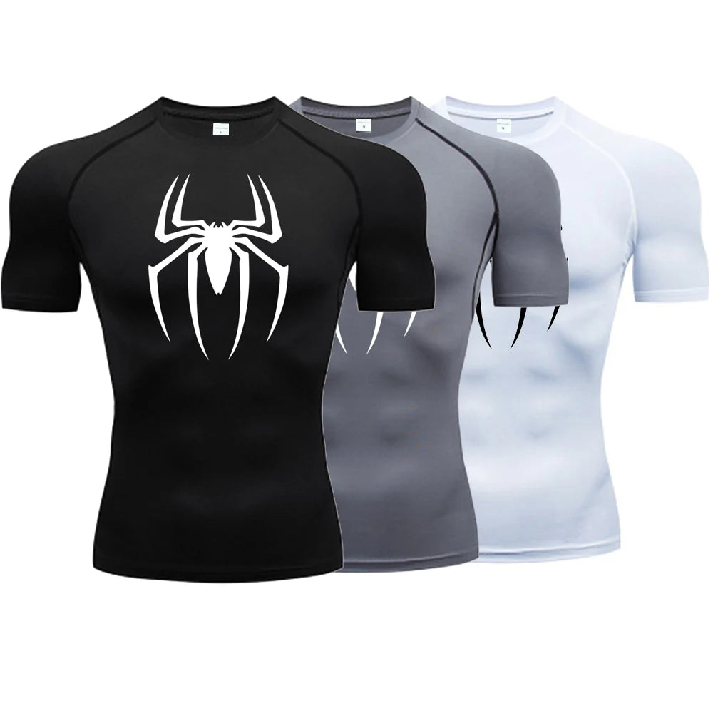 Men's Spider Print Compression Shirt/top